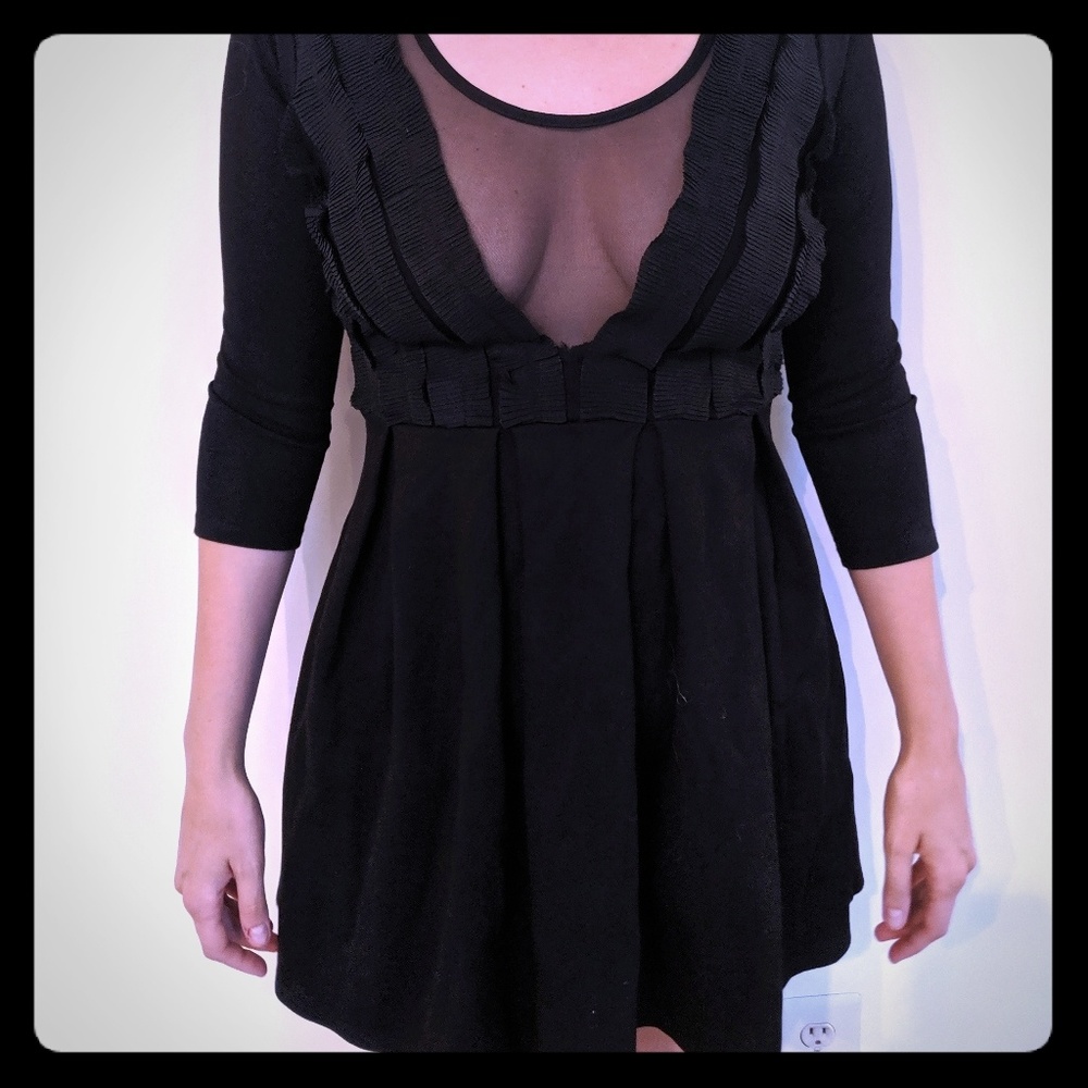 Plunging Neckline With Mesh Dress